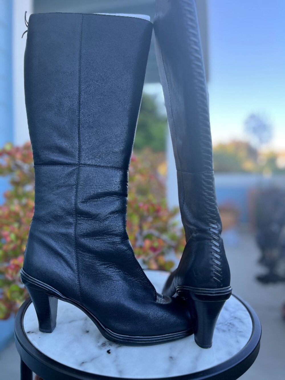 Sofft tall black boot with braid trim